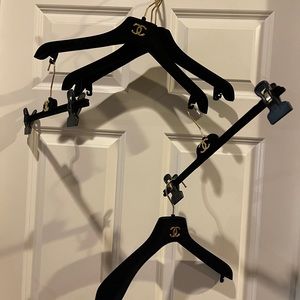 Chanel hangers set of 6, black velvet gold color details